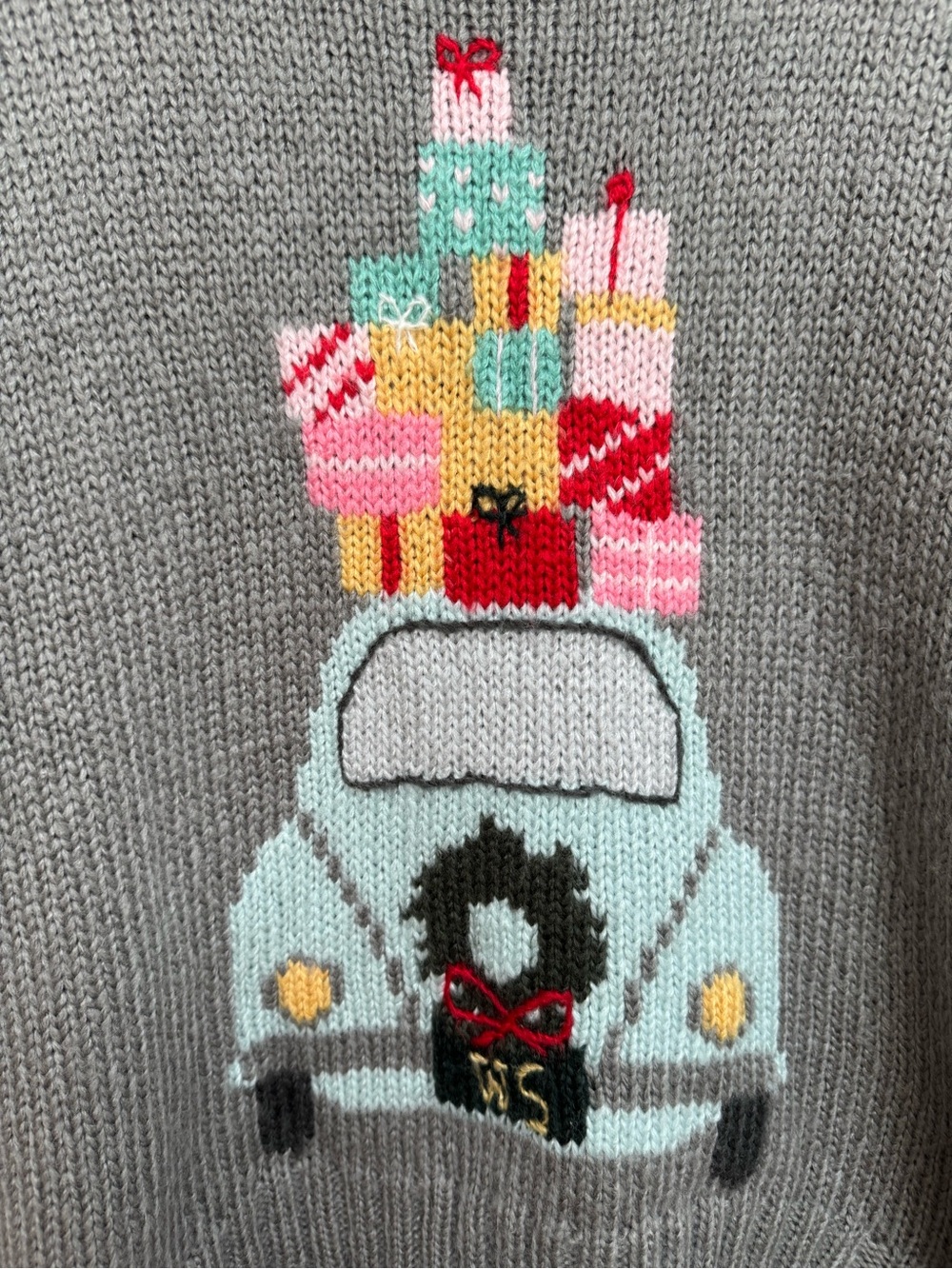 Wooden Ships Wonderful Christmas Sweater Women XS/S Car Gifts Wreath Holiday - Picture 6 of 12